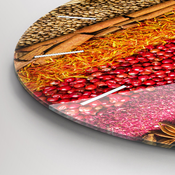 Wanduhr rund mit motiv Reihen von Gewürzen