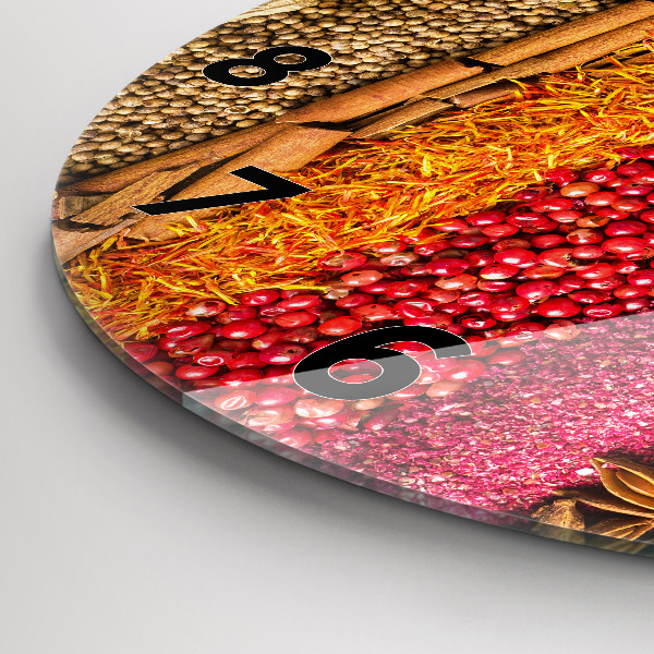 Wanduhr rund mit motiv Reihen von Gewürzen