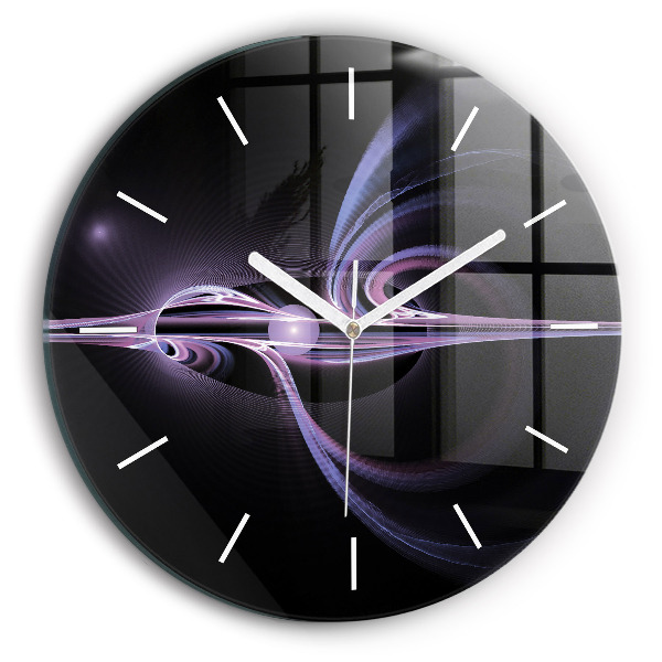 Wanduhr glas rund Violette Abstraktion