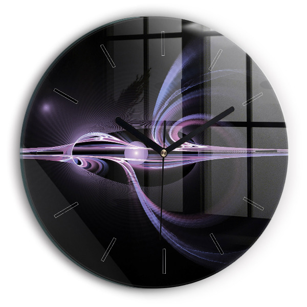 Wanduhr glas rund Violette Abstraktion