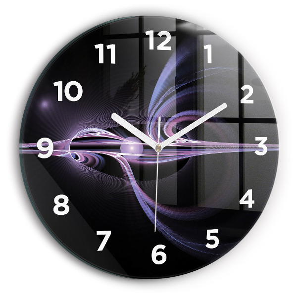 Wanduhr glas rund Violette Abstraktion