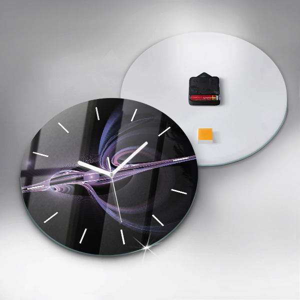 Wanduhr glas rund Violette Abstraktion