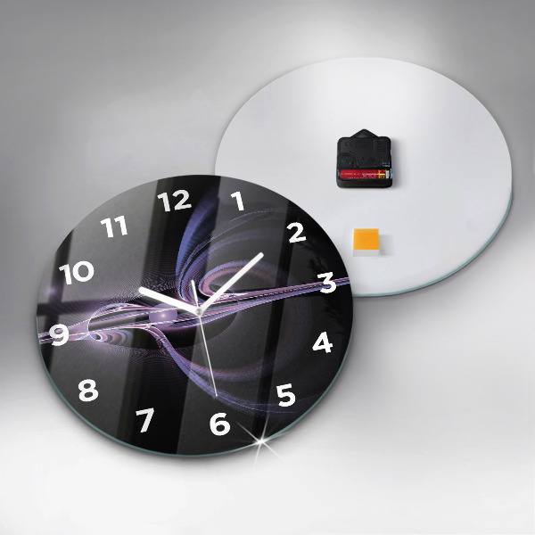 Wanduhr glas rund Violette Abstraktion