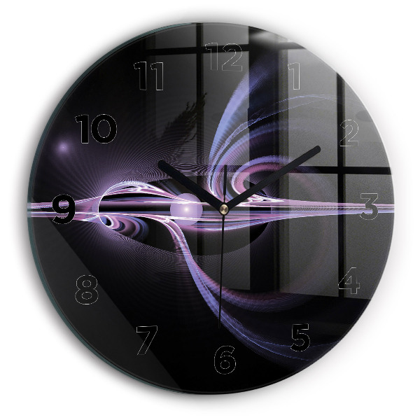 Wanduhr glas rund Violette Abstraktion