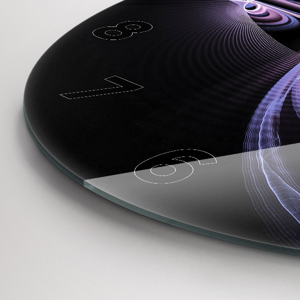 Wanduhr glas rund Violette Abstraktion