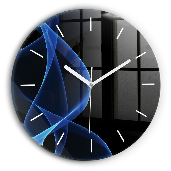 Wanduhr glas rund Blaue Linien