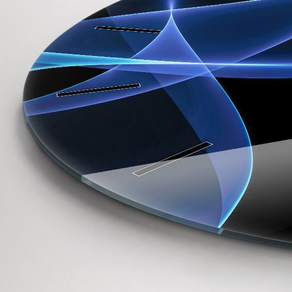 Wanduhr glas rund Blaue Linien