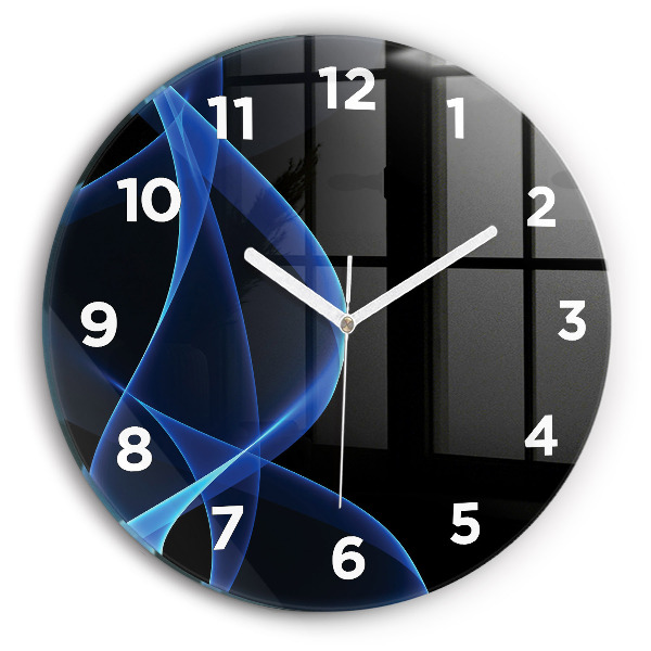 Wanduhr glas rund Blaue Linien