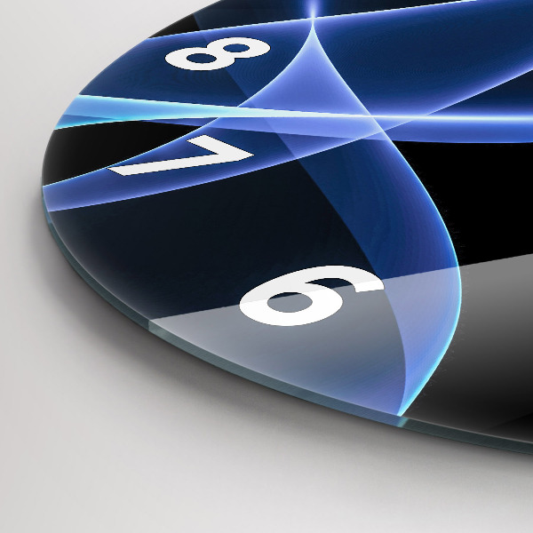 Wanduhr glas rund Blaue Linien