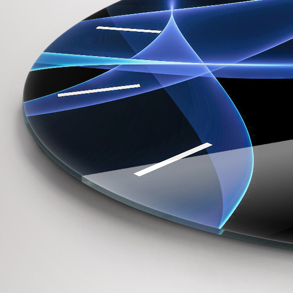 Wanduhr glas rund Blaue Linien
