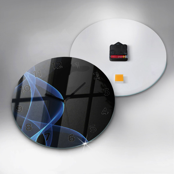 Wanduhr glas rund Blaue Linien