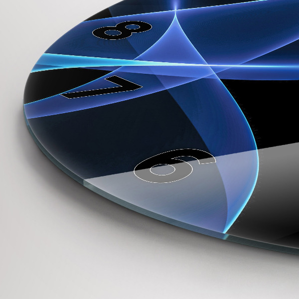 Wanduhr glas rund Blaue Linien