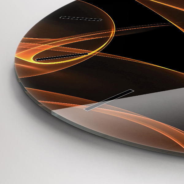 Wanduhr glas rund Orangefarbene Linien