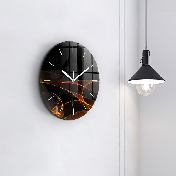 Wanduhr glas rund Orangefarbene Linien