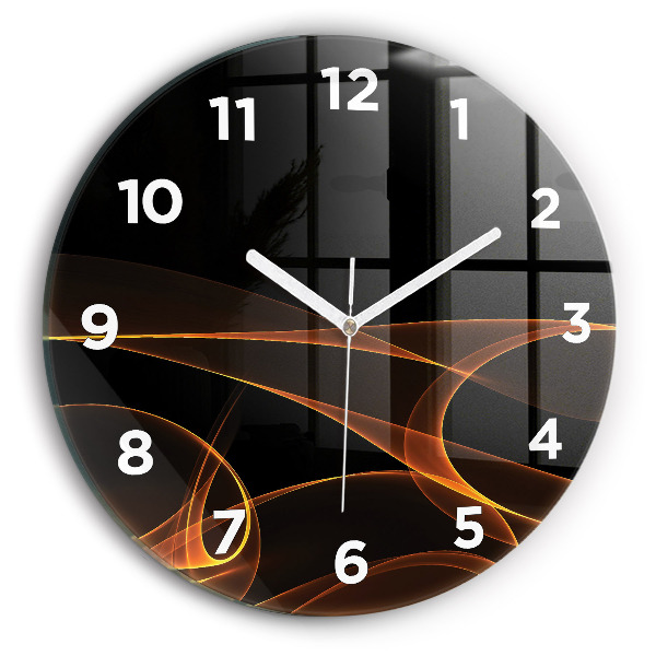 Wanduhr glas rund Orangefarbene Linien