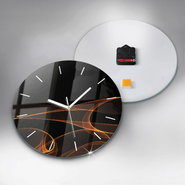 Wanduhr glas rund Orangefarbene Linien