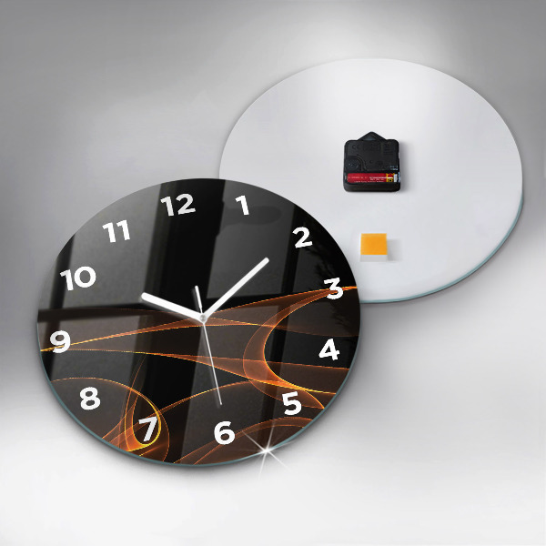 Wanduhr glas rund Orangefarbene Linien