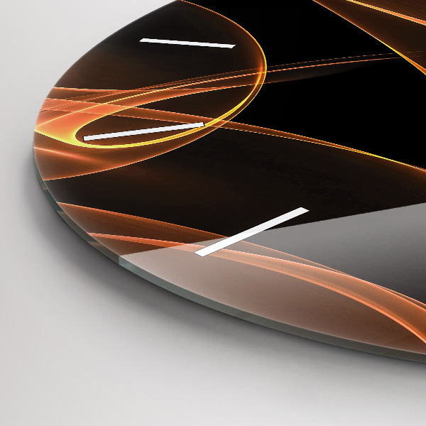 Wanduhr glas rund Orangefarbene Linien