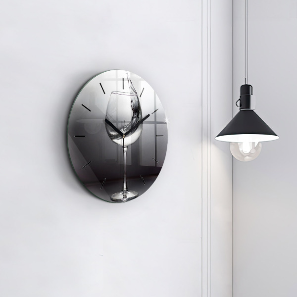 Wanduhr rund mit motiv Weinglas