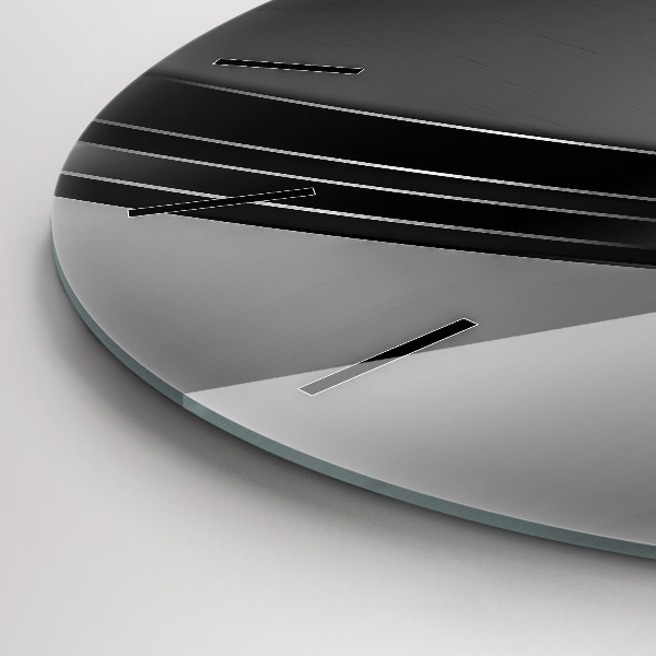 Wanduhr glas rund Silberne Linien