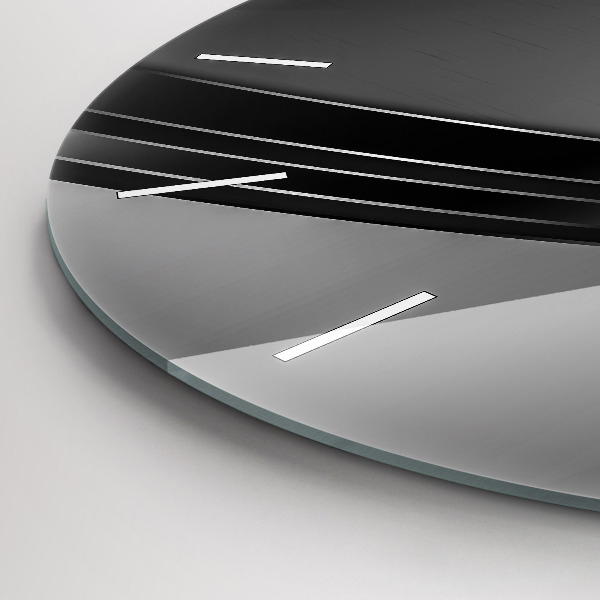 Wanduhr glas rund Silberne Linien