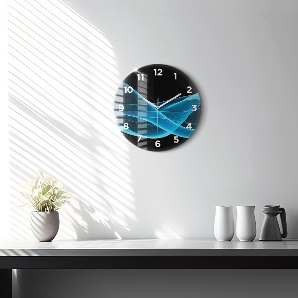 Wanduhr rund mit motiv Blaue Abstraktion