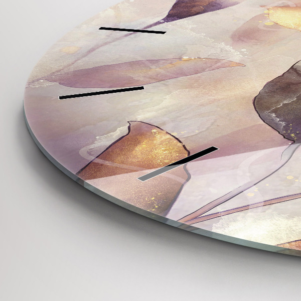 Wanduhr glas rund Abstrakte Boho-Blätter