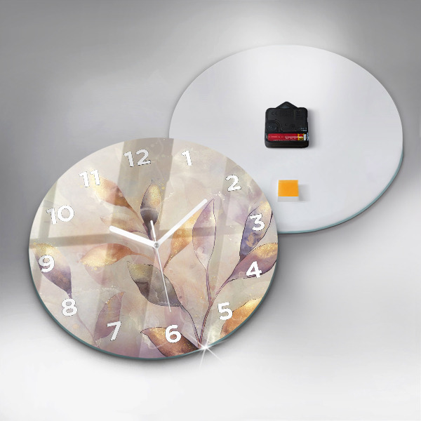 Wanduhr glas rund Abstrakte Boho-Blätter