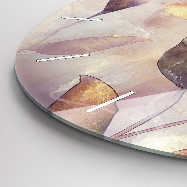 Wanduhr glas rund Abstrakte Boho-Blätter