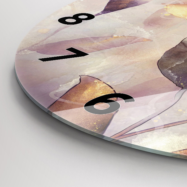 Wanduhr glas rund Abstrakte Boho-Blätter
