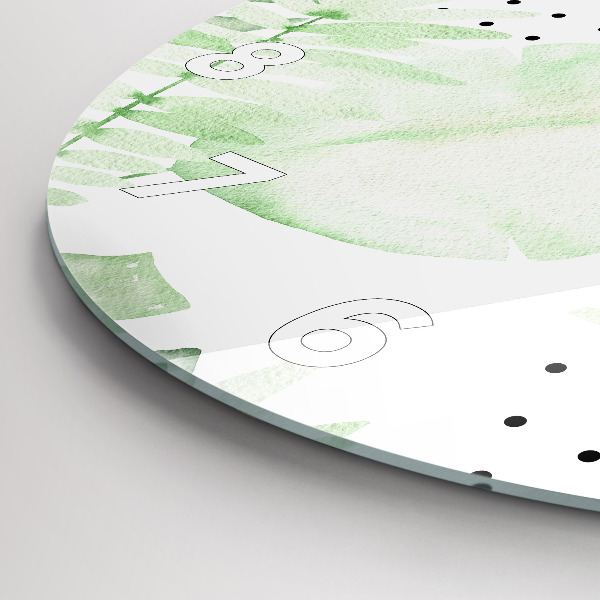 Wanduhr rund Grüne Blätter
