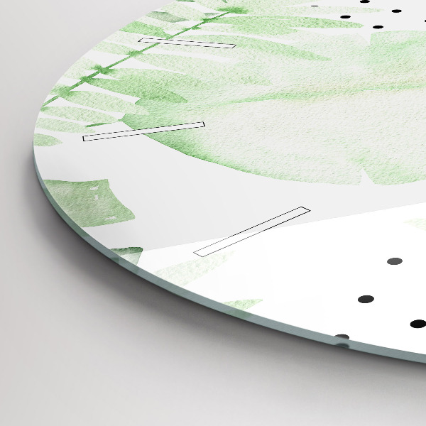 Wanduhr rund Grüne Blätter