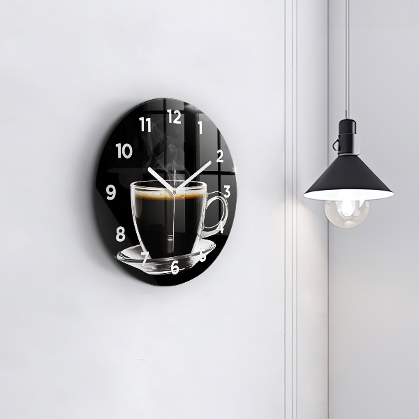 Wanduhr rund Schwarzer Kaffee