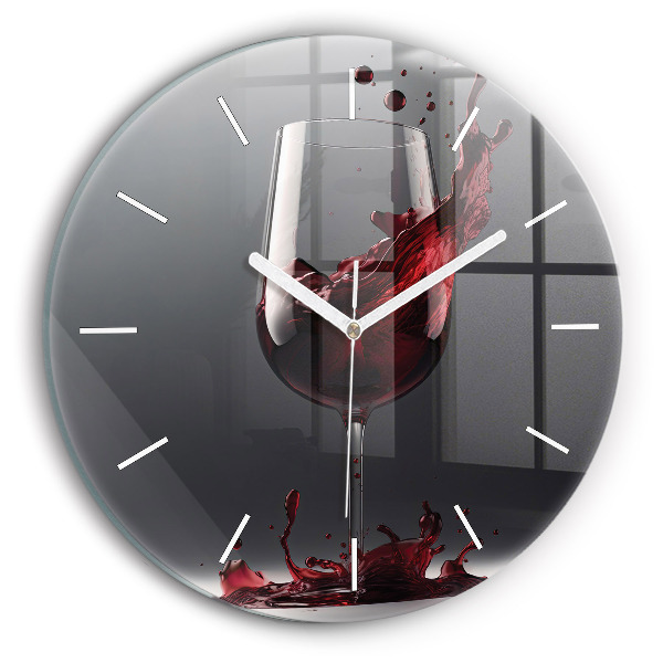 Wanduhr glas rund Glas Rotwein