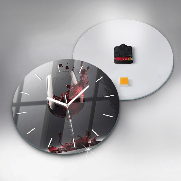 Wanduhr glas rund Glas Rotwein