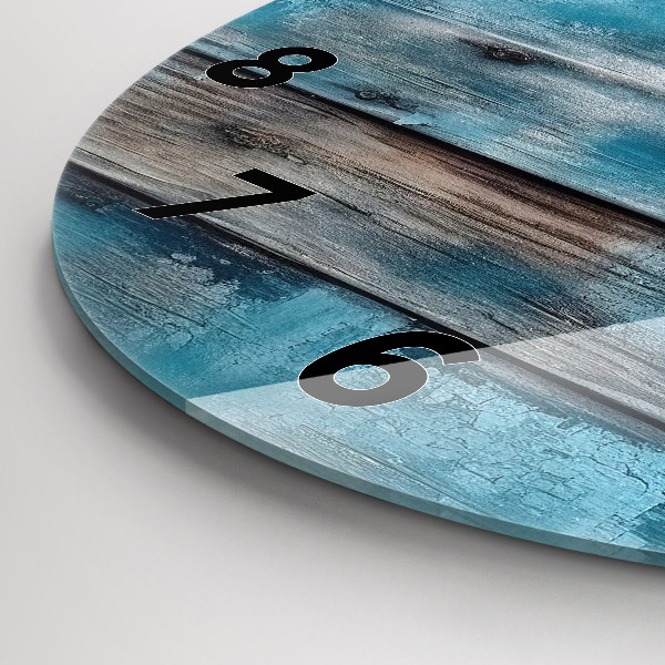 Wanduhr glas rund Blaue Bretter