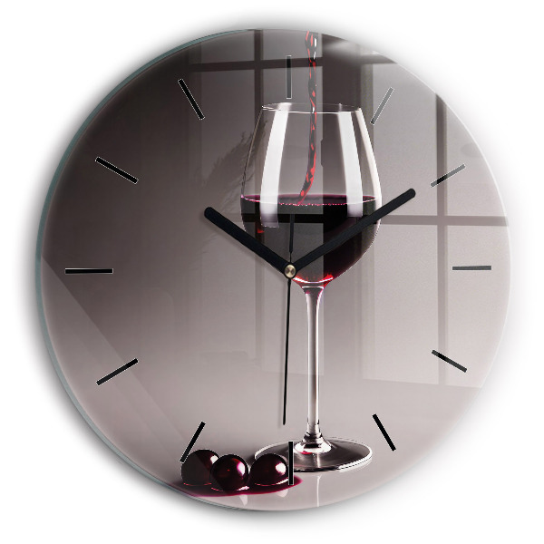 Wanduhr glas rund Lampe mit Rotwein
