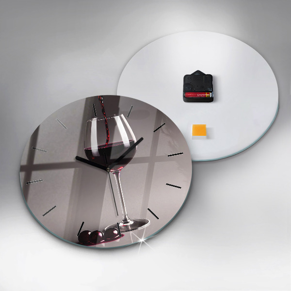 Wanduhr glas rund Lampe mit Rotwein