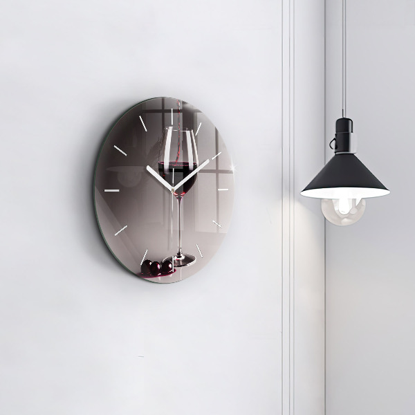 Wanduhr glas rund Lampe mit Rotwein