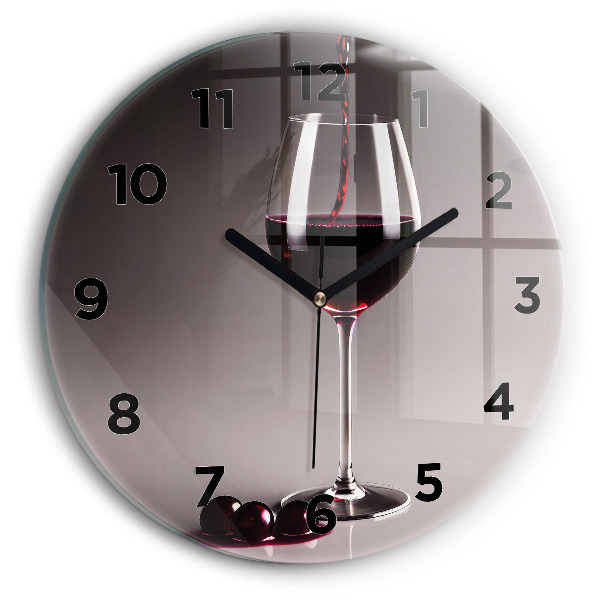 Wanduhr glas rund Lampe mit Rotwein