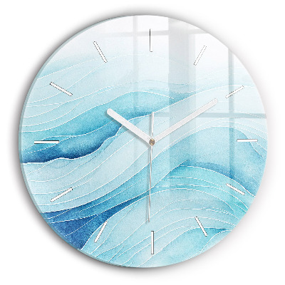 Wanduhr glas rund Blaue Wolken