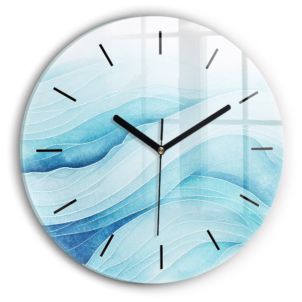 Wanduhr glas rund Blaue Wolken