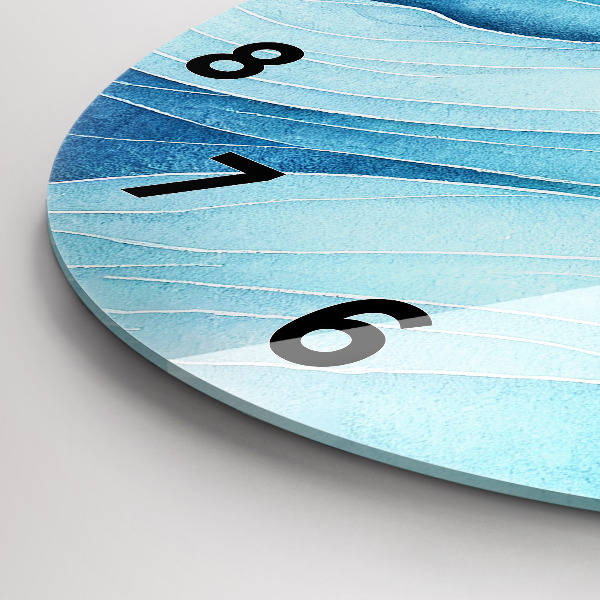 Wanduhr glas rund Blaue Wolken