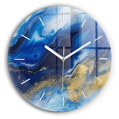 Wanduhr rund Blaue Murmel