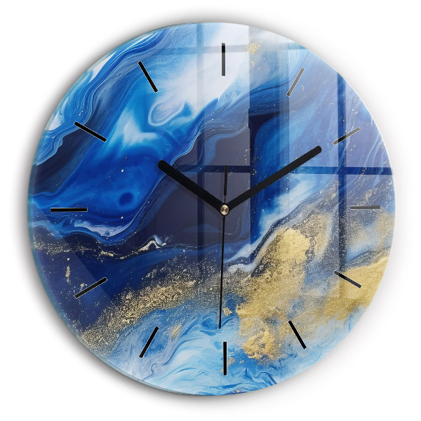 Wanduhr rund Blaue Murmel
