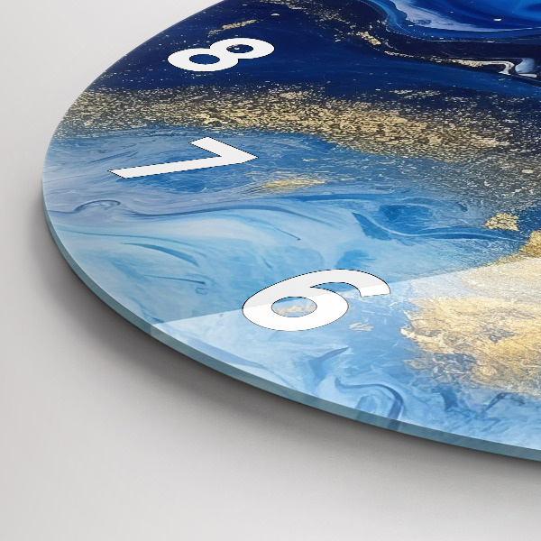 Wanduhr rund Blaue Murmel