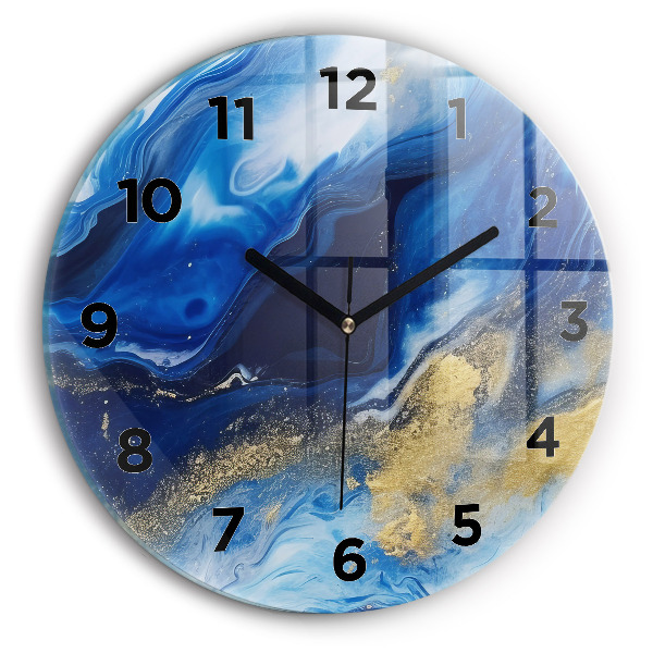 Wanduhr rund Blaue Murmel
