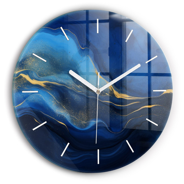 Wanduhr rund mit motiv Blauer Marmor