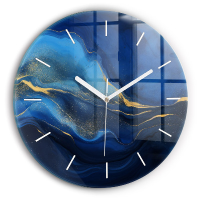 Wanduhr rund mit motiv Blauer Marmor