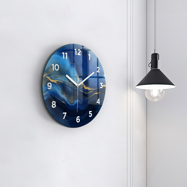 Wanduhr rund mit motiv Blauer Marmor